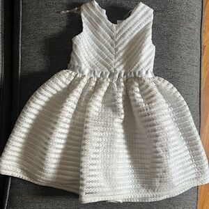 Sweet Heart Rose Textured White Kids Dress
